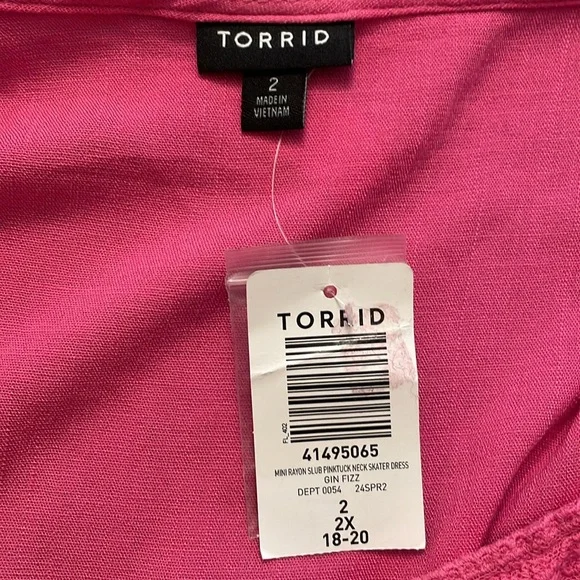 Torrid Pink Mini Rayon Slub Pintuck Neck Skater Dress Size 2X (18-20) NWT - Picture 11 of 14